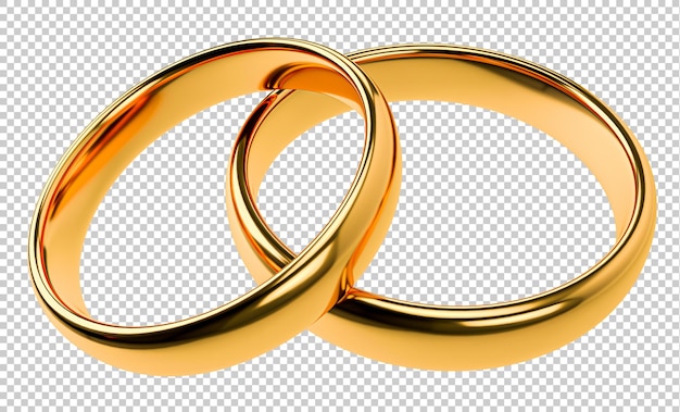 Illustration of two wedding gold rings isolated unity concepts