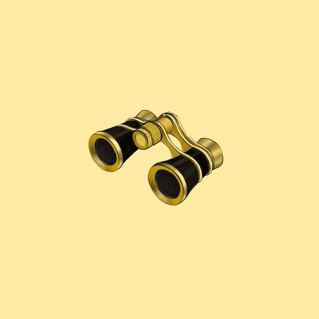 PSD illustration of a vintage pair of binoculars