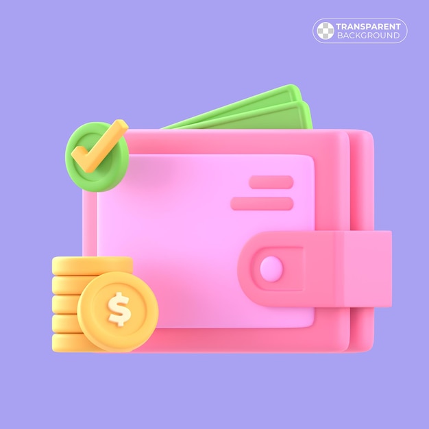 PSD illustration of a wallet storing money