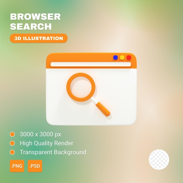 An illustration of a web page with an orange browser search.