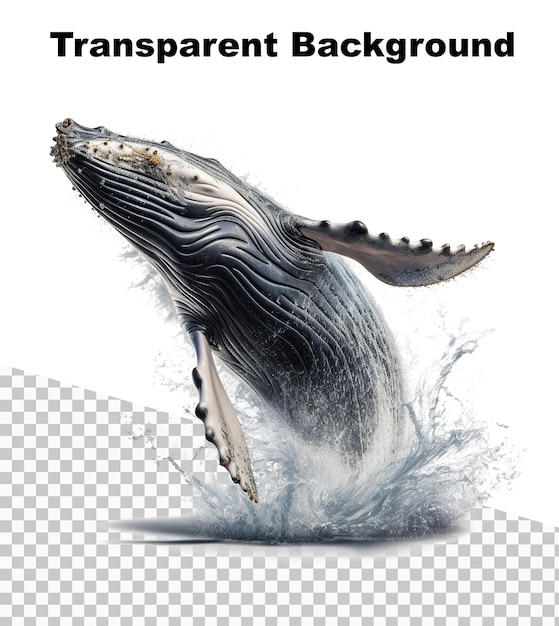 水から飛び出したクジラのイラスト