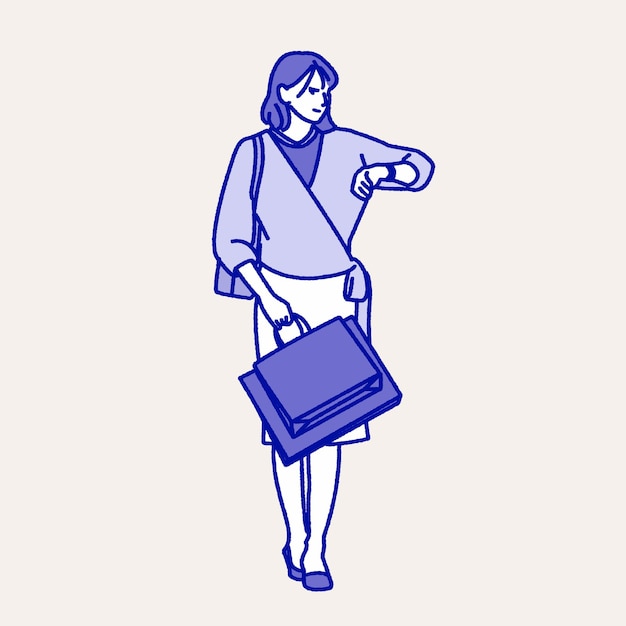 PSD an illustration of a woman after shopping