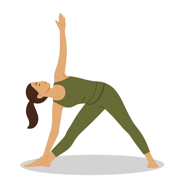illustration of woman doing triangle pose