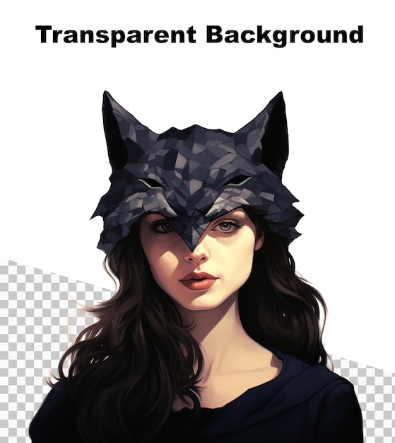 PSD an illustration of a woman with a fox mask