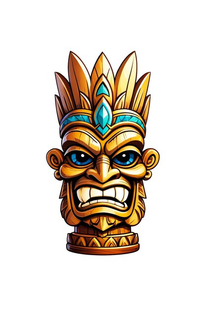 PSD illustration of wooden tiki statue isolated on transparent background