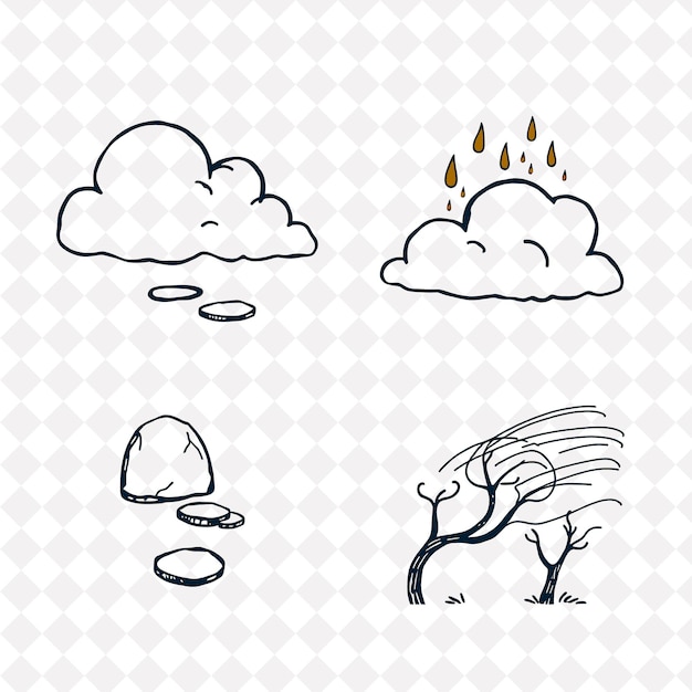 illustrationclouds puddles rocks wind clouds shifting into playful shapes puddles forming from re