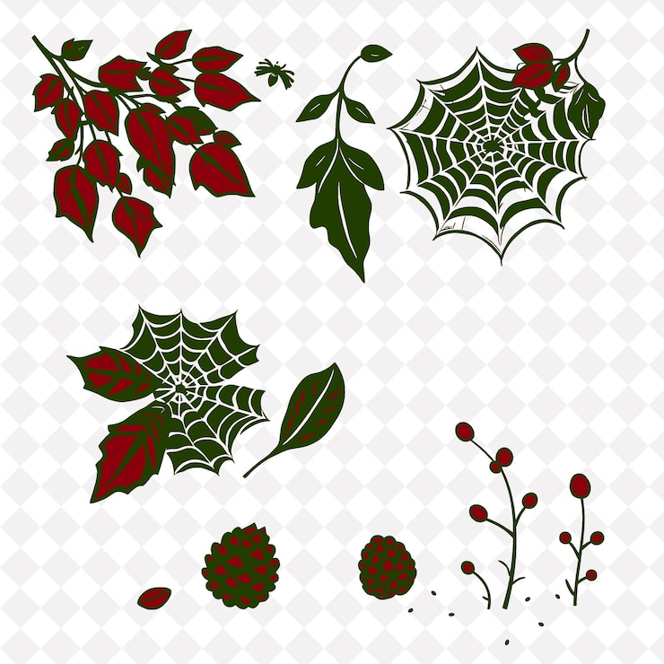 PSD illustrationfallen leaves spiderwebs pine cones tiny plants fallen leaves forming a soft carpet s