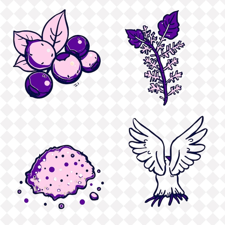 PSD illustrationnuts ferns moss bird wings nuts hidden beneath leaves ferns curling towards the light
