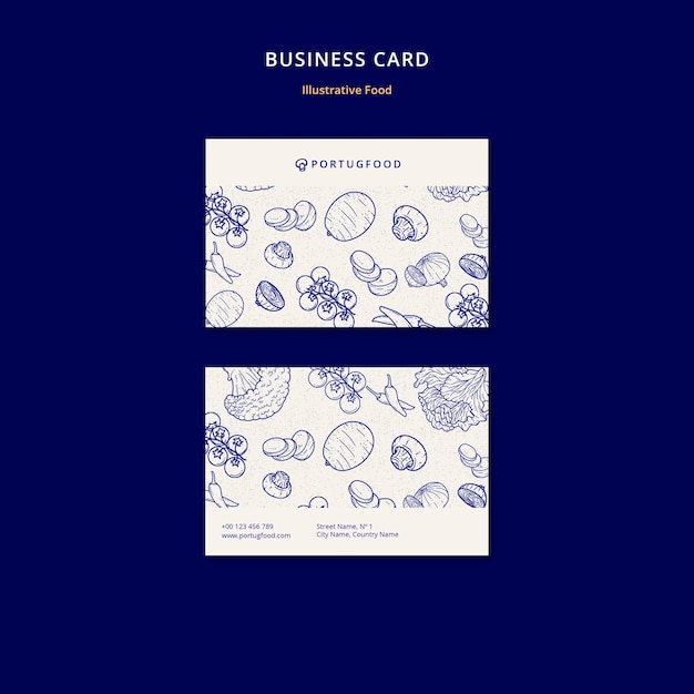 Illustrative food business card design template