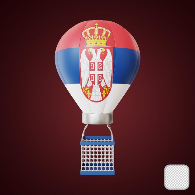 PSD ilustracja 3d air balloon serbia flag element