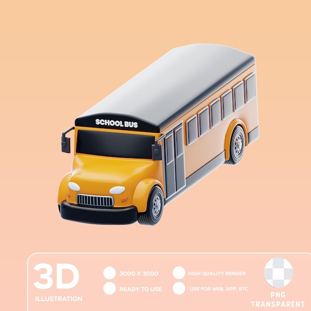 PSD ilustracja 3d autobusu szkolnego psd