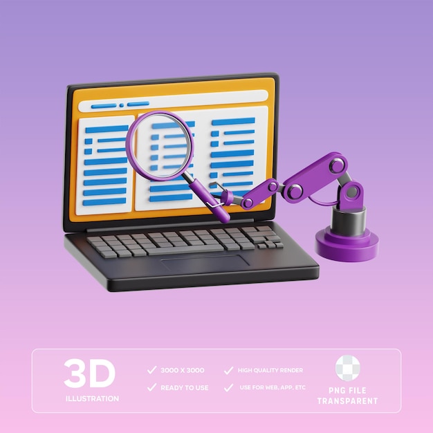 Ilustracja 3D automatyzacji PSD