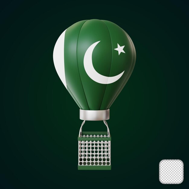 PSD ilustracja 3d balonu flagowego pakistanu