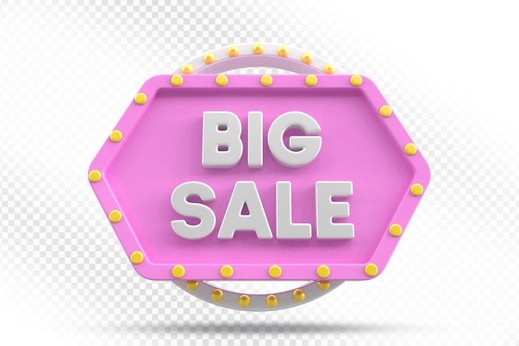 PSD ilustracja 3d big sale label