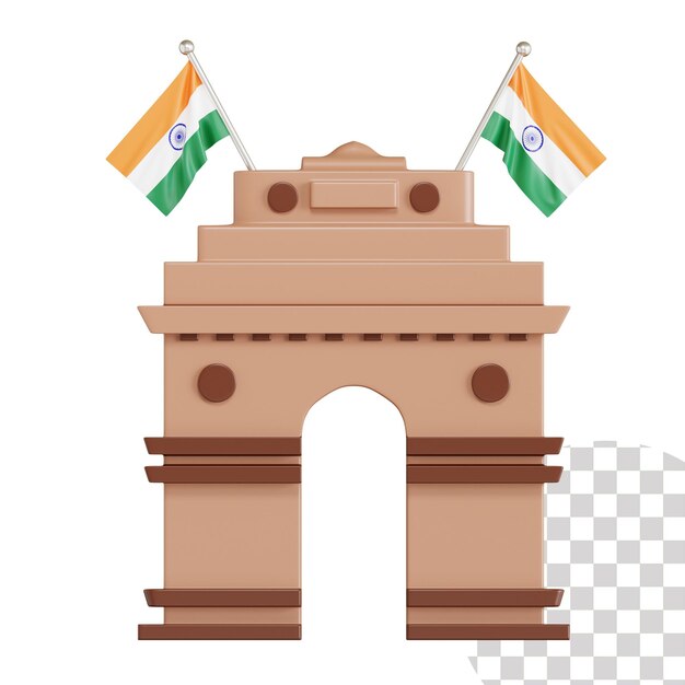 PSD ilustracja 3d brama indii delhi