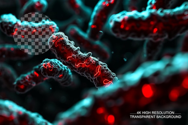 PSD ilustracja 3d chromosomu x w bakteriach dla nauki medycznej na przezroczystym tle