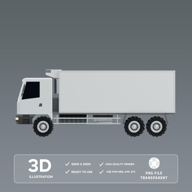 Ilustracja 3D ciężarówki chłodniczej PSD