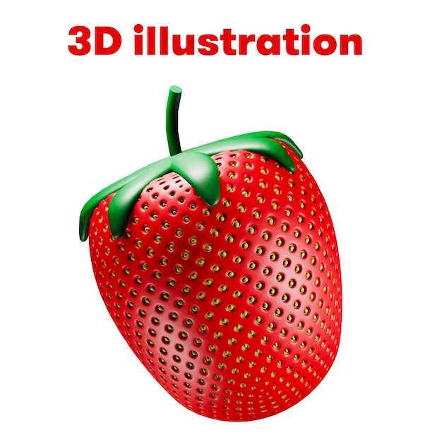 Ilustracja 3d Czerwona Truskawka