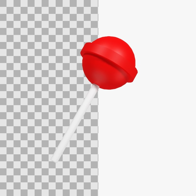 Ilustracja 3D czerwony lizak przezroczyste tło
