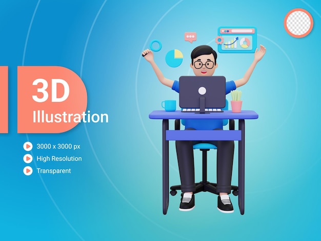 Ilustracja 3D Digital Marketing Analysis