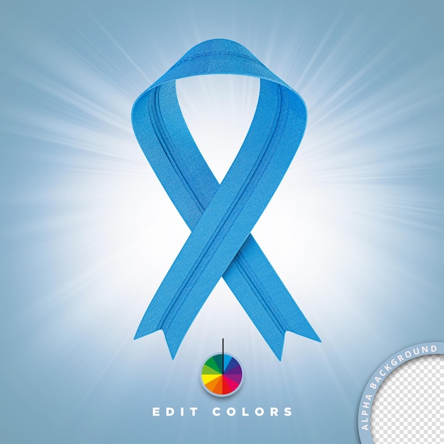 PSD ilustracja 3d do składu psd krawat zapobiegający rakowi z edytowalnymi kolorami