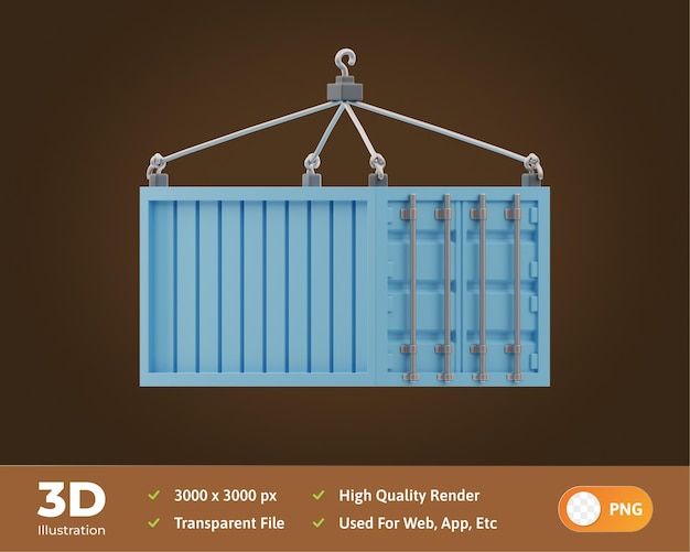 PSD ilustracja 3d dostawy kontenera