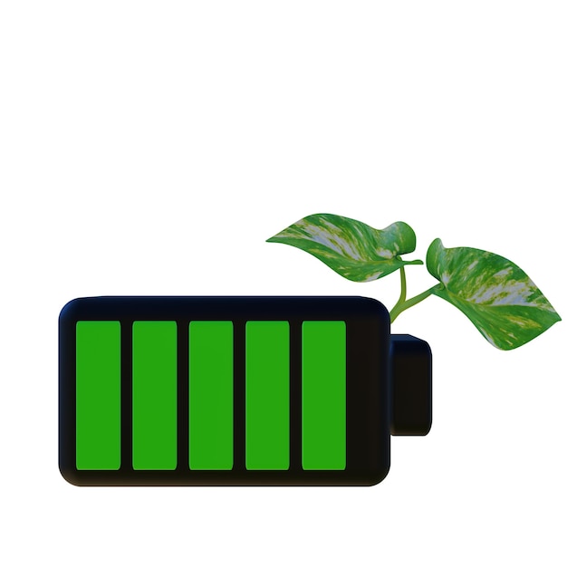 PSD ilustracja 3d eco battery na białym tle