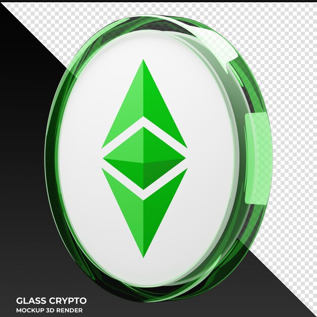 PSD ilustracja 3d ethereum classic etc glass crypto coin