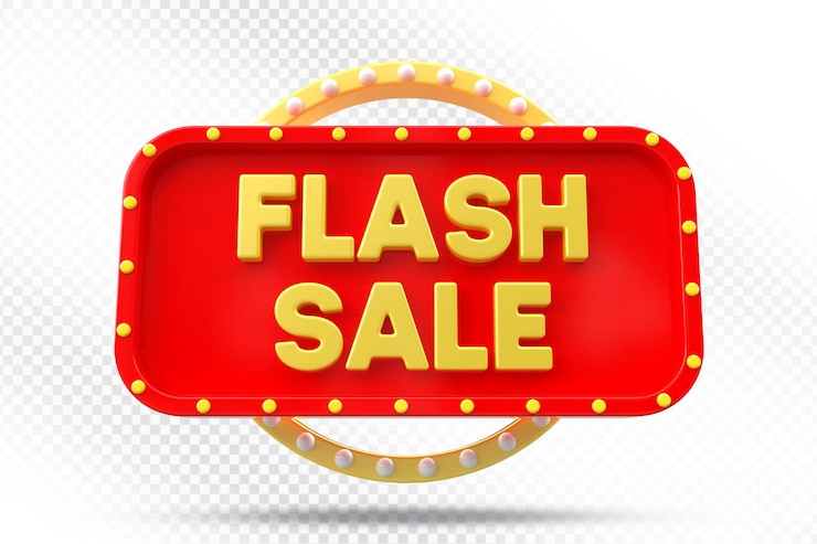 PSD ilustracja 3d etykiety sprzedaży flash