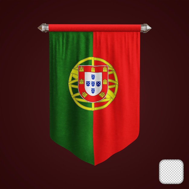 Ilustracja 3D flagi Portugalii
