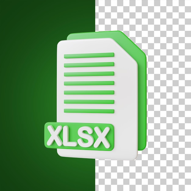 Ilustracja 3d formatu pliku dokumentu programu Excel