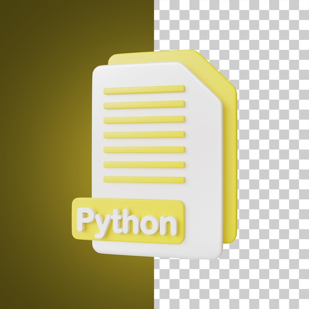 Ilustracja 3d formatu pliku dokumentu Pythona