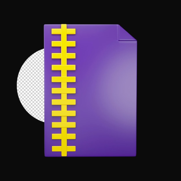 Ilustracja 3D formatu pliku Zip Żółta i fioletowa ikona na czarnym tle