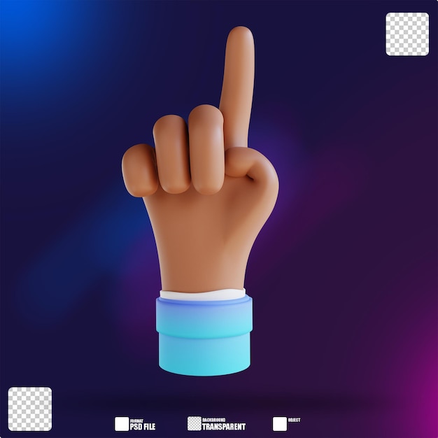 Ilustracja 3D gest dłoni uwaga 8