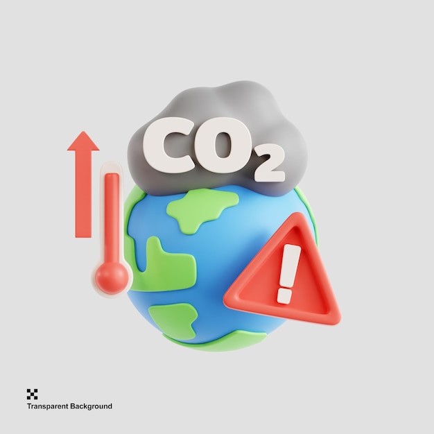 Ilustracja 3D globalnego ocieplenia i zmian klimatycznych
