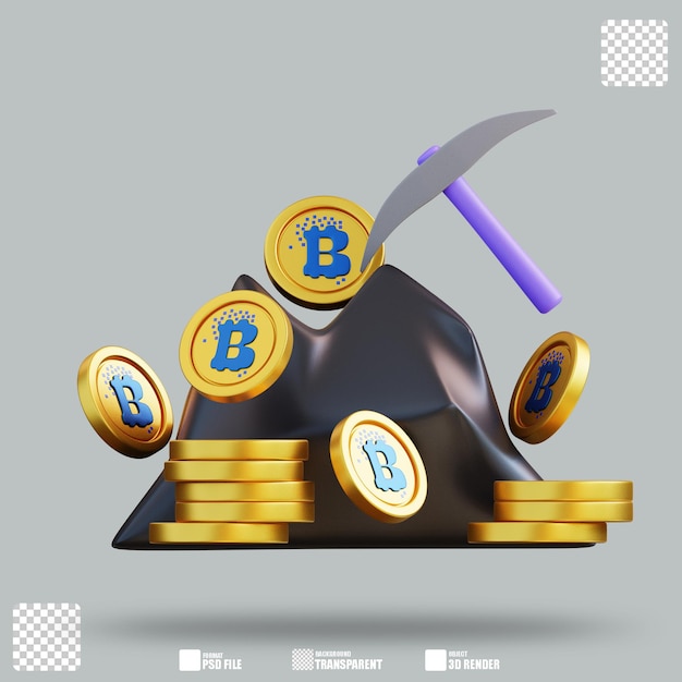Ilustracja 3D Górnictwo Bitcoina 2