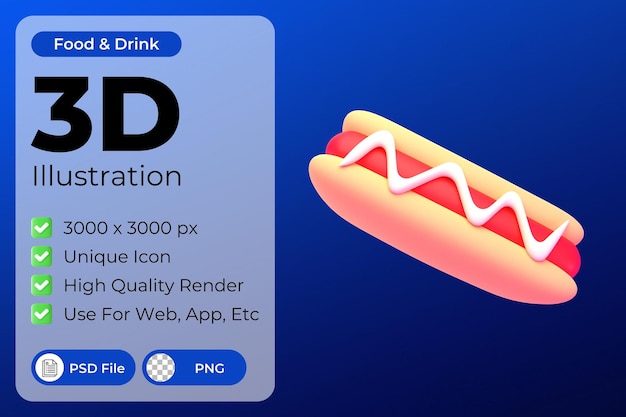 Ilustracja 3d Hotdog