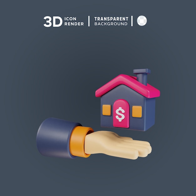 PSD ilustracja 3d icon home assets