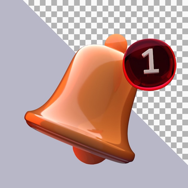 PSD ilustracja 3d ikony dzwonka powiadomień