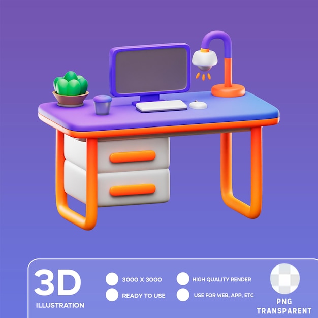 PSD ilustracja 3d ikony pulpitu psd