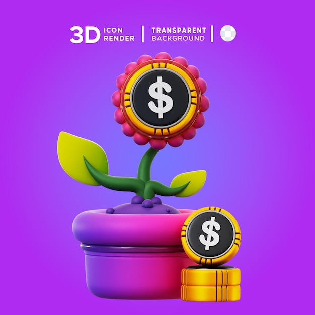 Ilustracja 3d Ikony Rośliny Psd Dollar