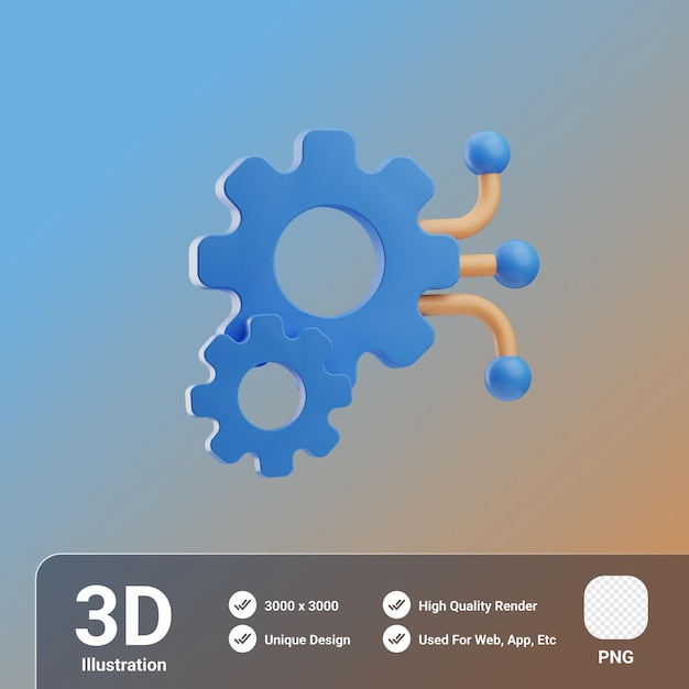 PSD ilustracja 3d integracji systemu technologii