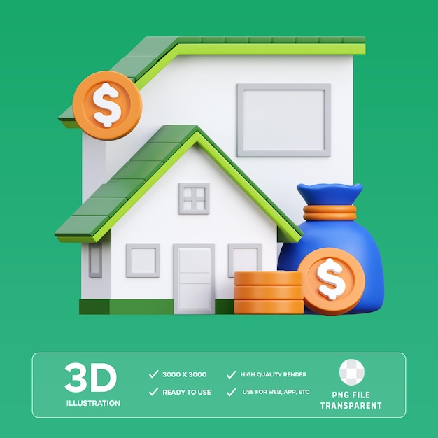 Ilustracja 3D inwestycji nieruchomości PSD