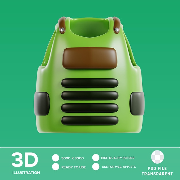 Ilustracja 3D kamizelki kuloodpornej PSD