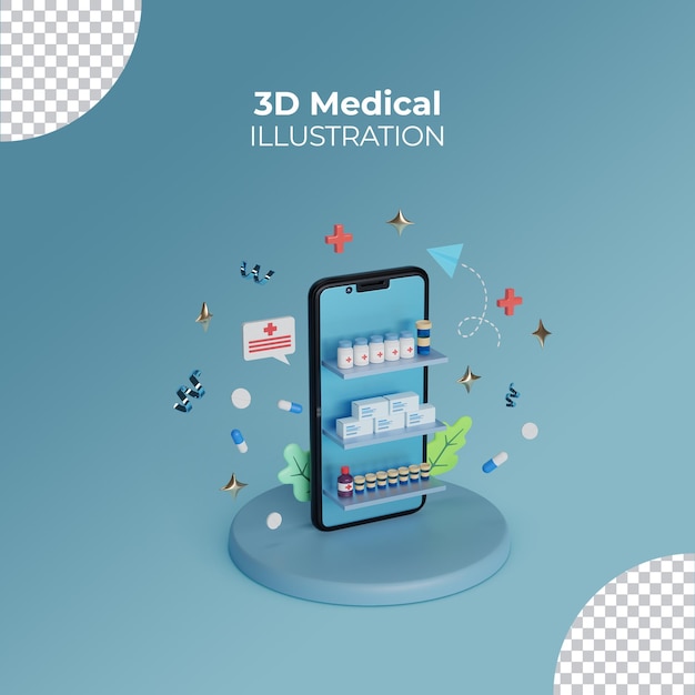 PSD ilustracja 3d koncepcja medyczna online