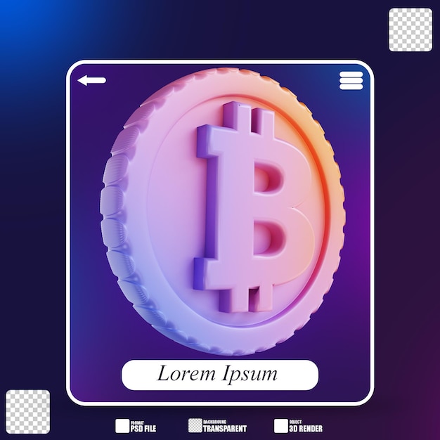 Ilustracja 3d Kryptowaluta Bitcoin 4