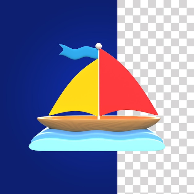 PSD ilustracja 3d łodzi