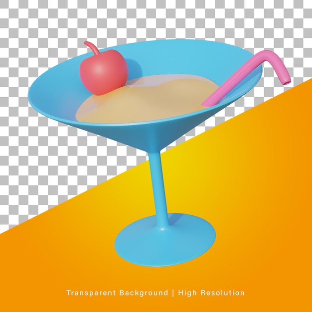 PSD ilustracja 3d lub renderowanie obiektów 3d imprezowego drinka