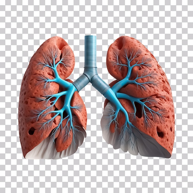 PSD ilustracja 3d ludzkich płuc izolowana na przezroczystym tle