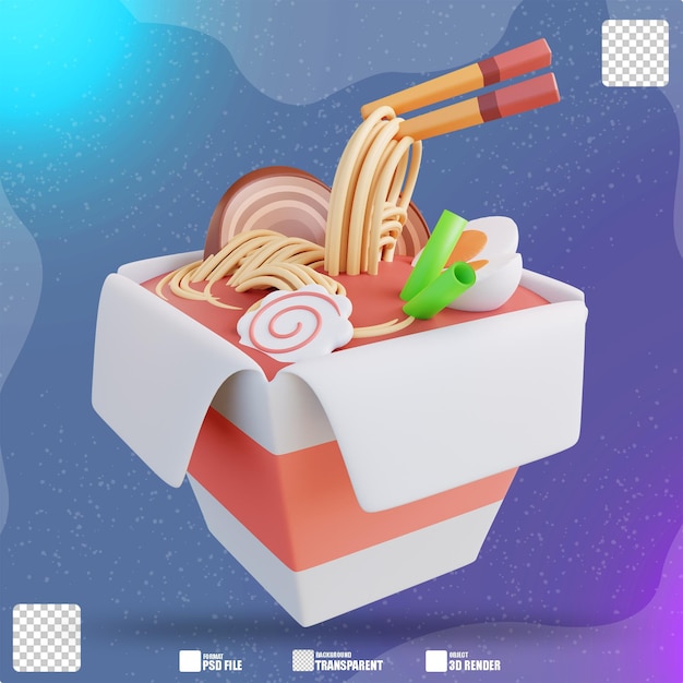 PSD ilustracja 3d makaronu instant 2